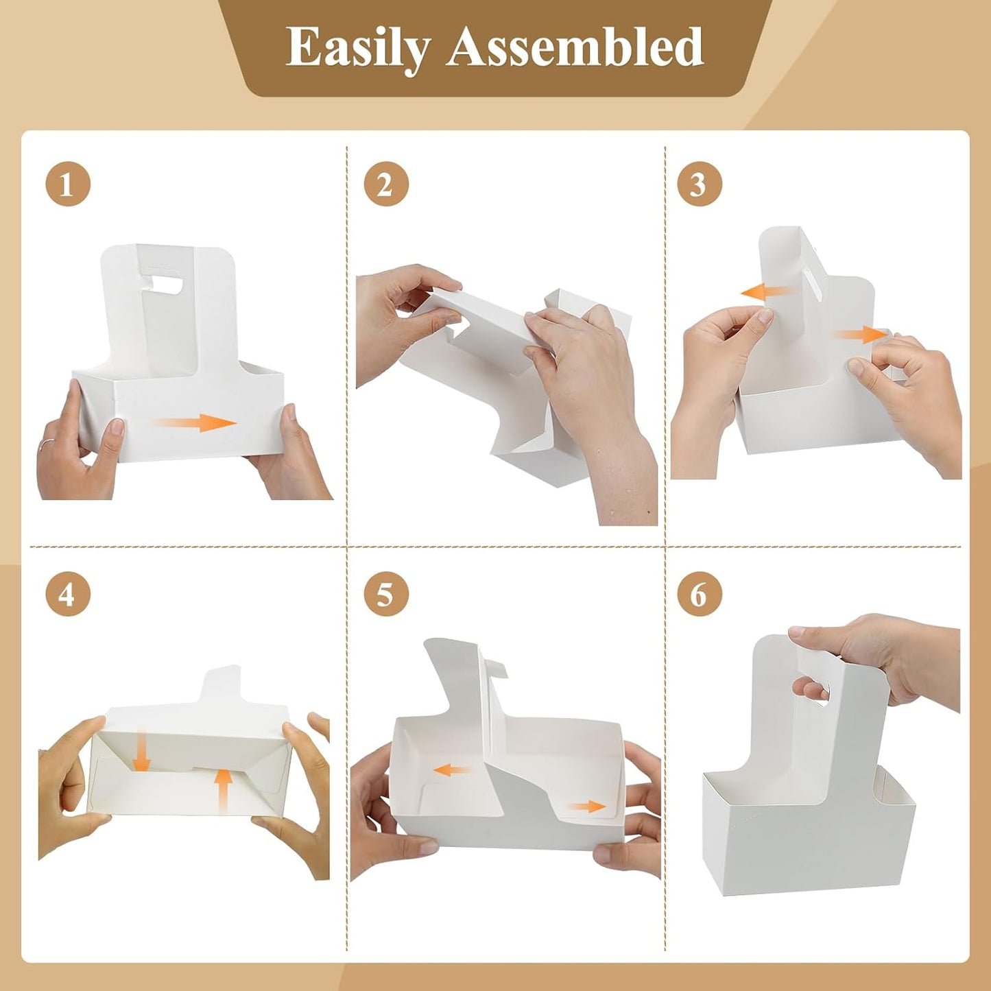 HFH Disposable 2-Cup Drink Carrier with Handle, Cardboard Cup Holder for Takeout, White (30P)