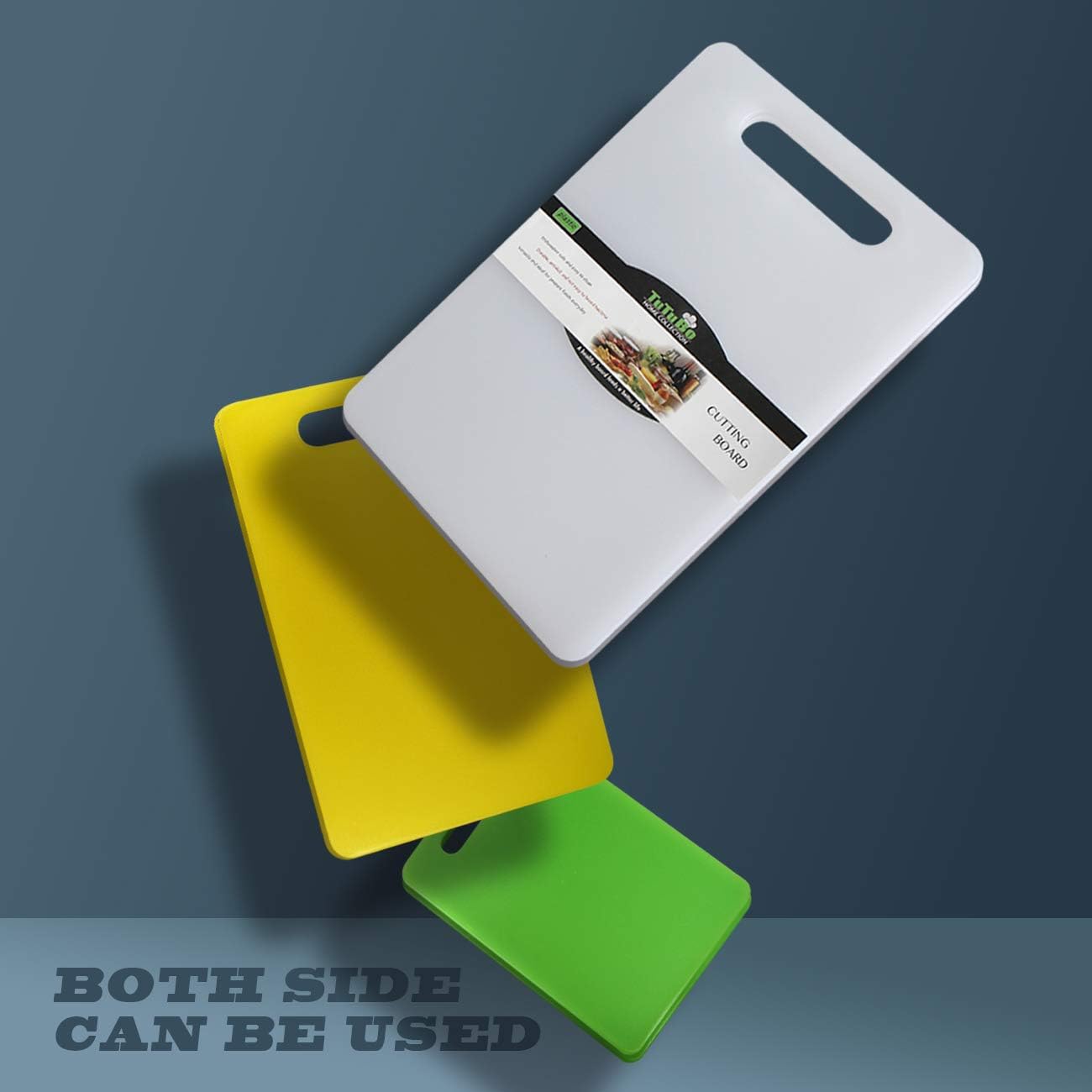 Fotouzy Plastic Utility Cutting Board with Handles, Food Safe PP Material, BPA Free, Dishwasher Safe, Thick Chopping Board, Large Size, Easy Grip Handle, for Kitchen (Red),15.5 x 10"