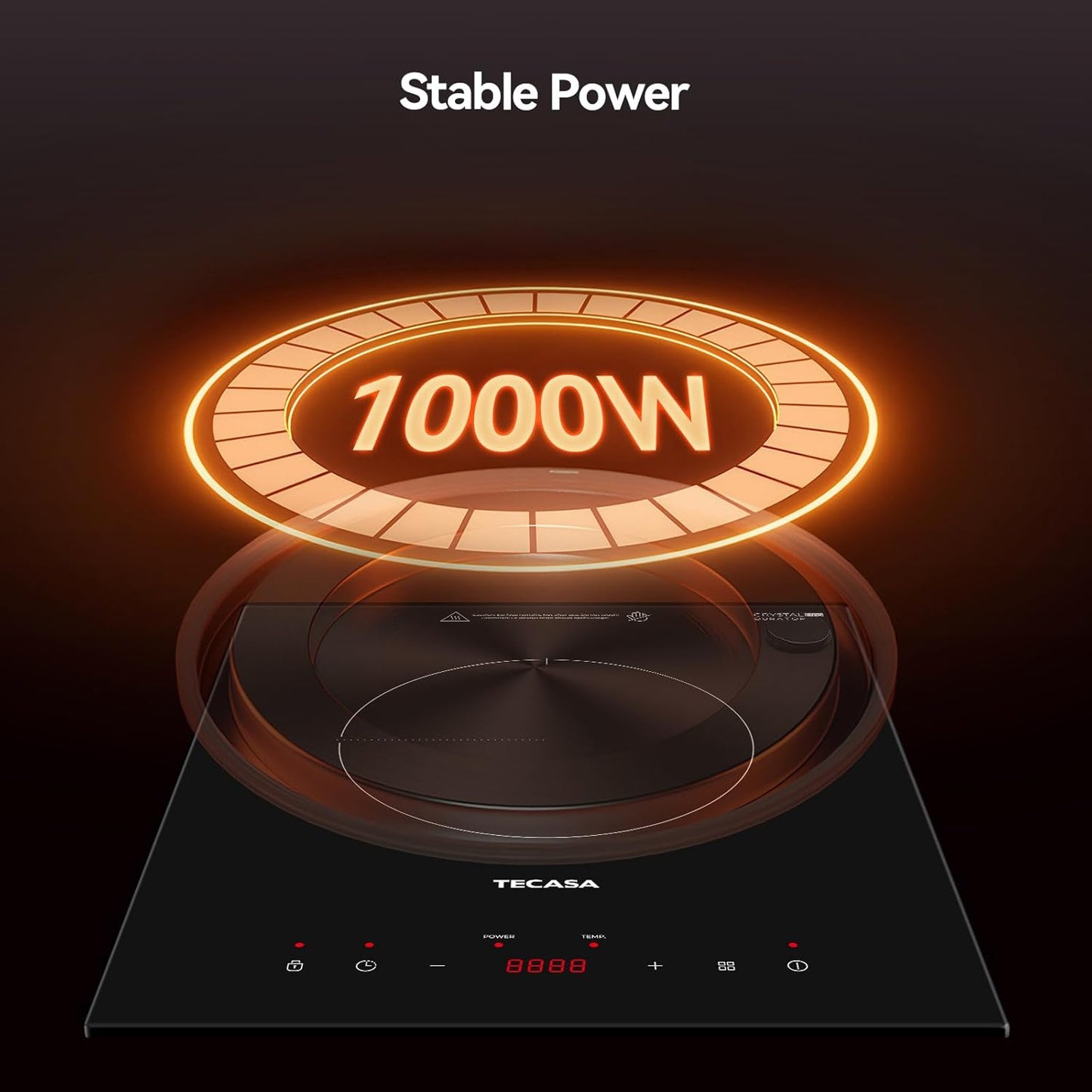 Built-in Induction Cooktop, TECASA 1800W Induction Hob Sensor Touch with 9 Power Levels, 120V Plug-in Single Stove Top Burner with Kids Lock & Timer for Apartment