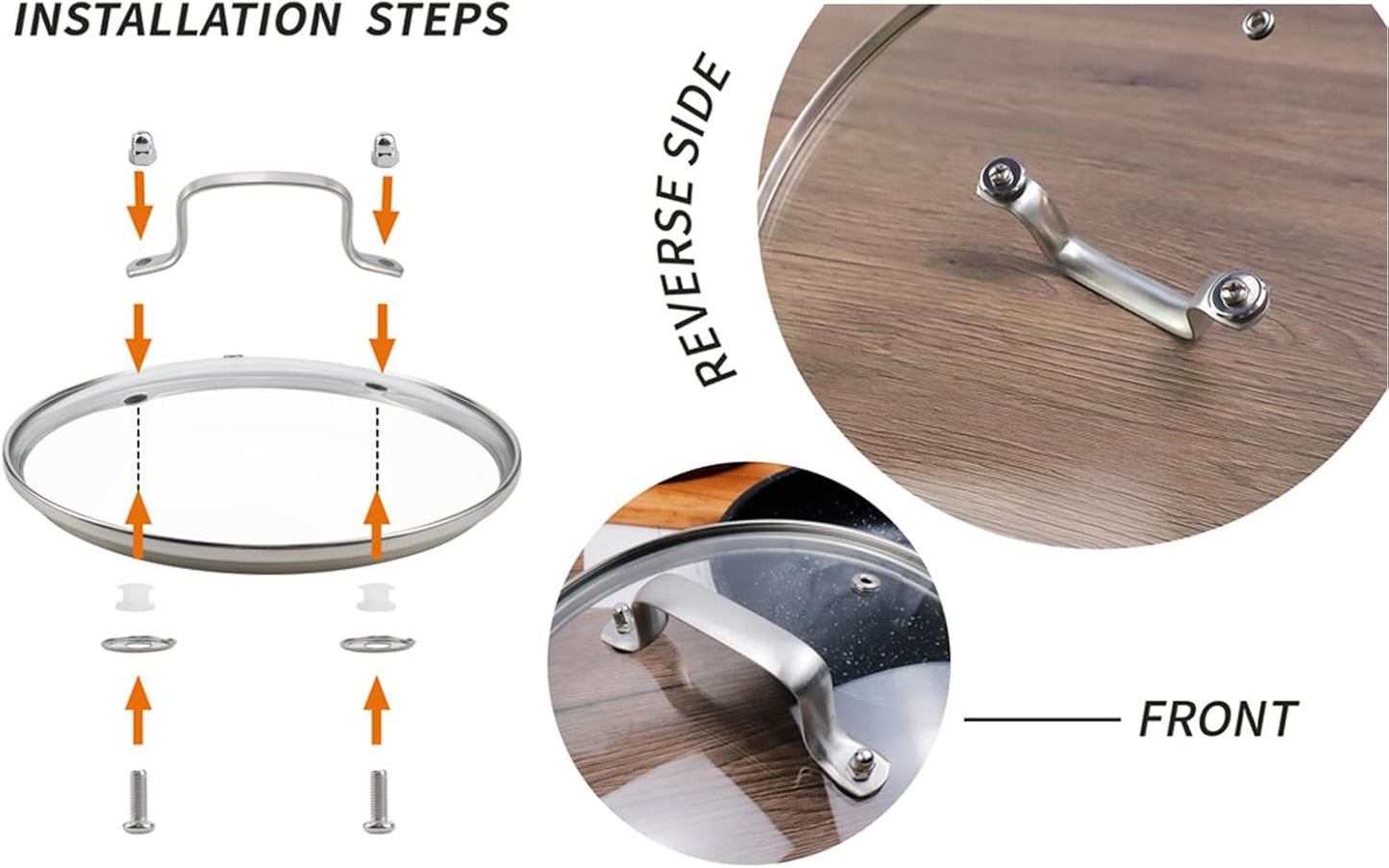 Antrader Tempered Glass Lid,8" Glass Covers for Pots,Pans and Skillets,1Set,Clear