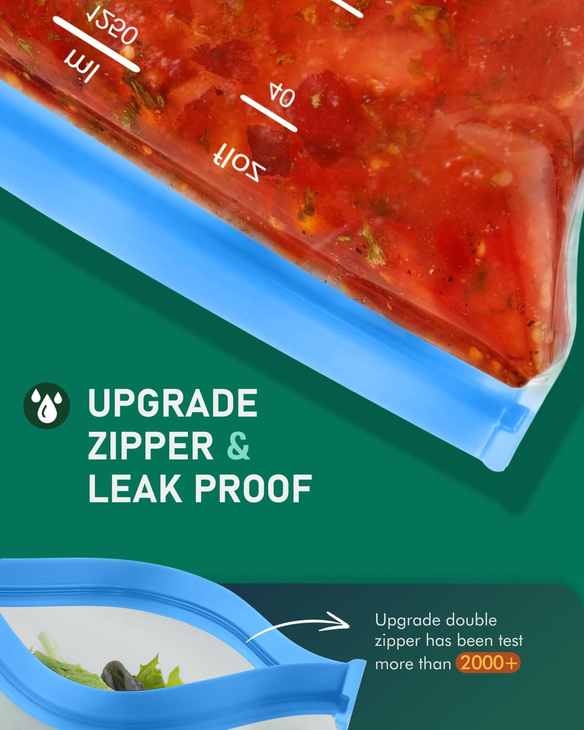 IDEATECH Sandwich Bags, Quart Freezer Bags Dishwasher Safe, Leakproof & BPA Free Reusable Bags for Food Storage, Home Organization, Traval & Make-up, Plastic Free Storage Bags Stand Up(10Pack)