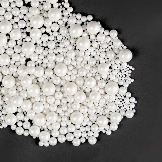 Dazzjoy Edible White Pearl Sugar Sprinkles, White Pearls for Cake Decorating, 130g/4.58oz, Candy Baking Cake Decorations, Cupcake Toppers & Cookie Decoration, Wedding Party Valentines Easter Supplies