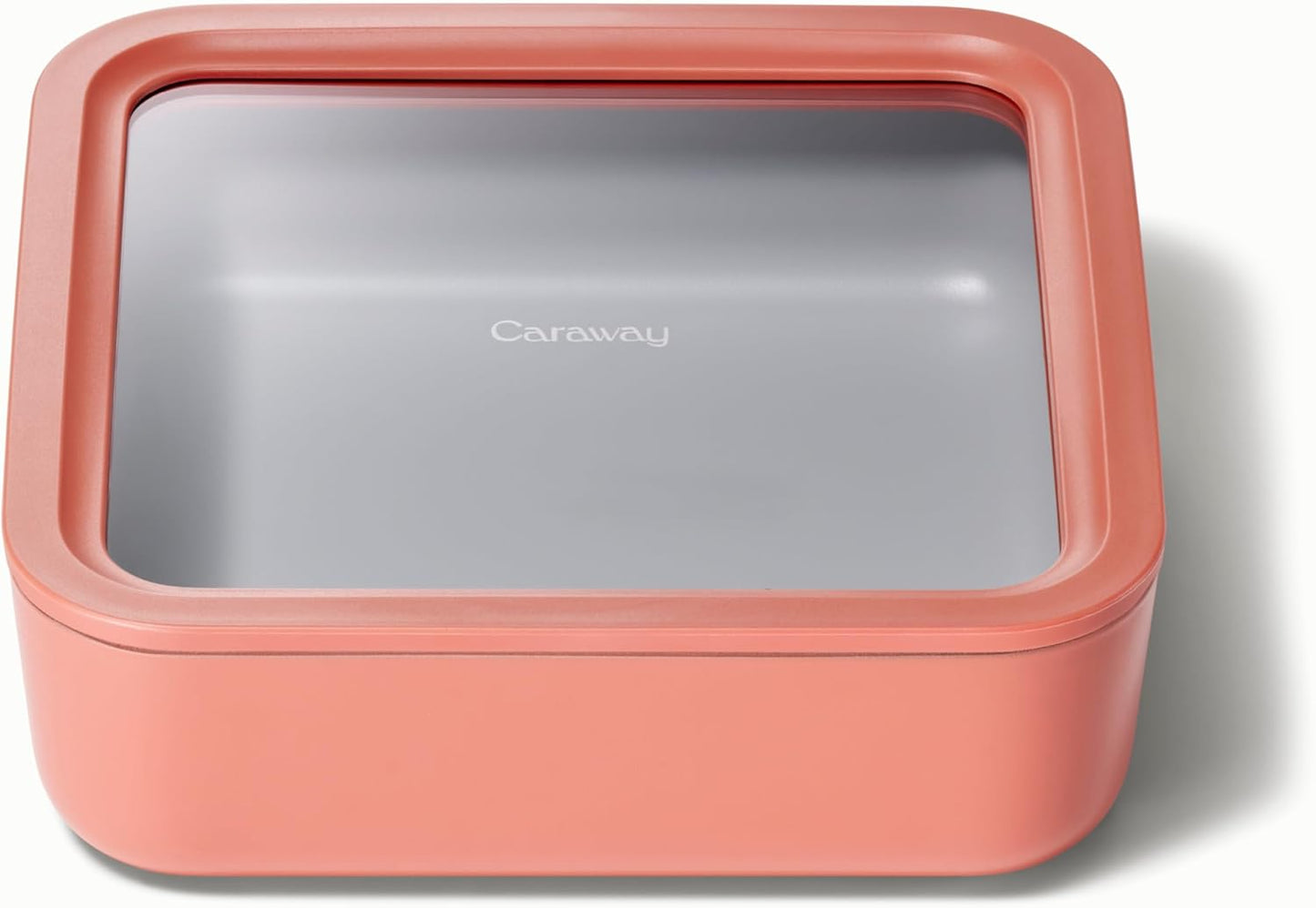 Caraway Glass Food Storage - 10 Cup Glass Container - Ceramic Coated Food Container - Non Stick Lunch Box with Lids - Dishwasher, Oven, & Microwave Safe - Square Shape - Perracotta
