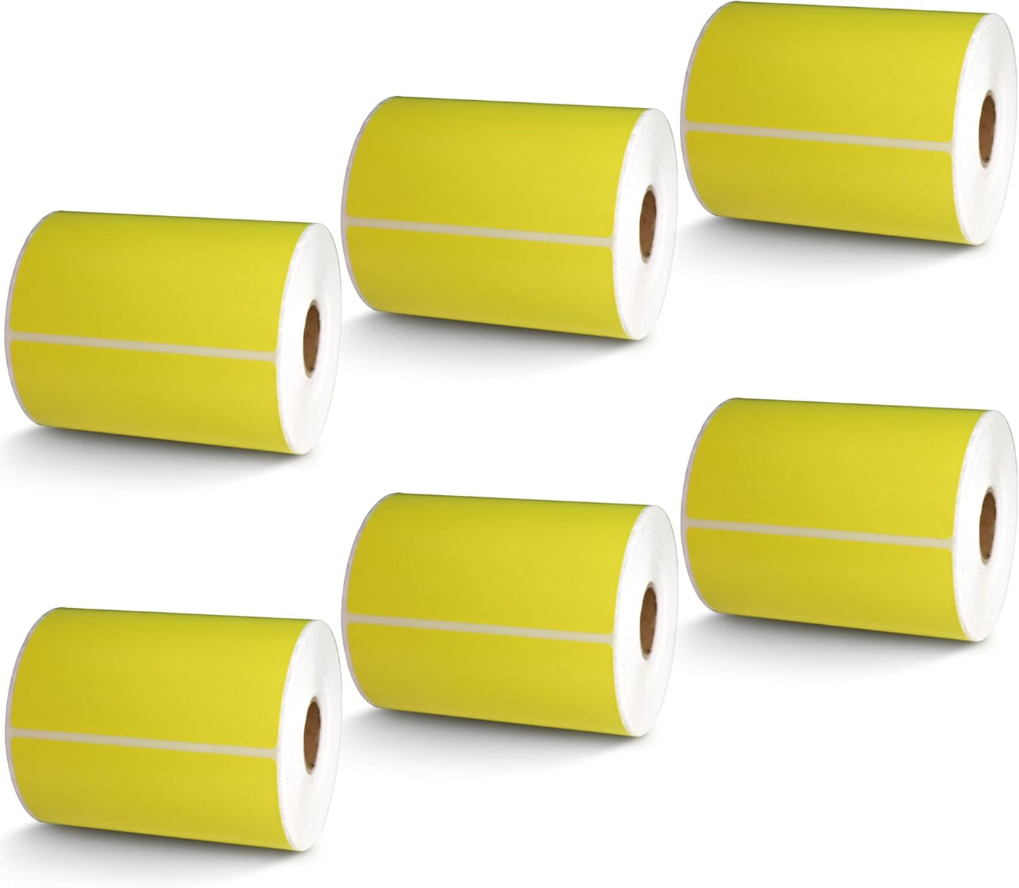 BETCKEY - 4" x 6" Shipping Labels Compatible with Zebra & Rollo Label Printer(not for dymo 4XL),Premium Adhesive & Perforated[Yellow, 6 Rolls, 1500 Labels]