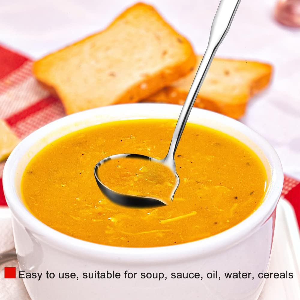 Kitchen Soup Ladle 304 Stainless Steel Punch Metal Luminous Ladell Spoons With Pour Spout Gravy Ladles for Serving,Cooking,Canning,11.8 inch