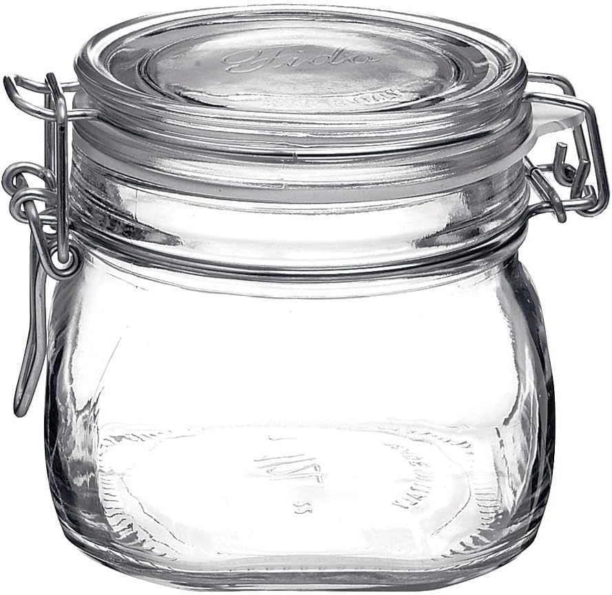 Bormioli Rocco Fido Glass Jars (17.5 Oz, 33.75 Oz & 25.25 Oz) - Airtight Storage Containers - Ideal for Pantry Storage, Gifting, Canning & Kitchen Organization, Made in Italy (Set of 3)