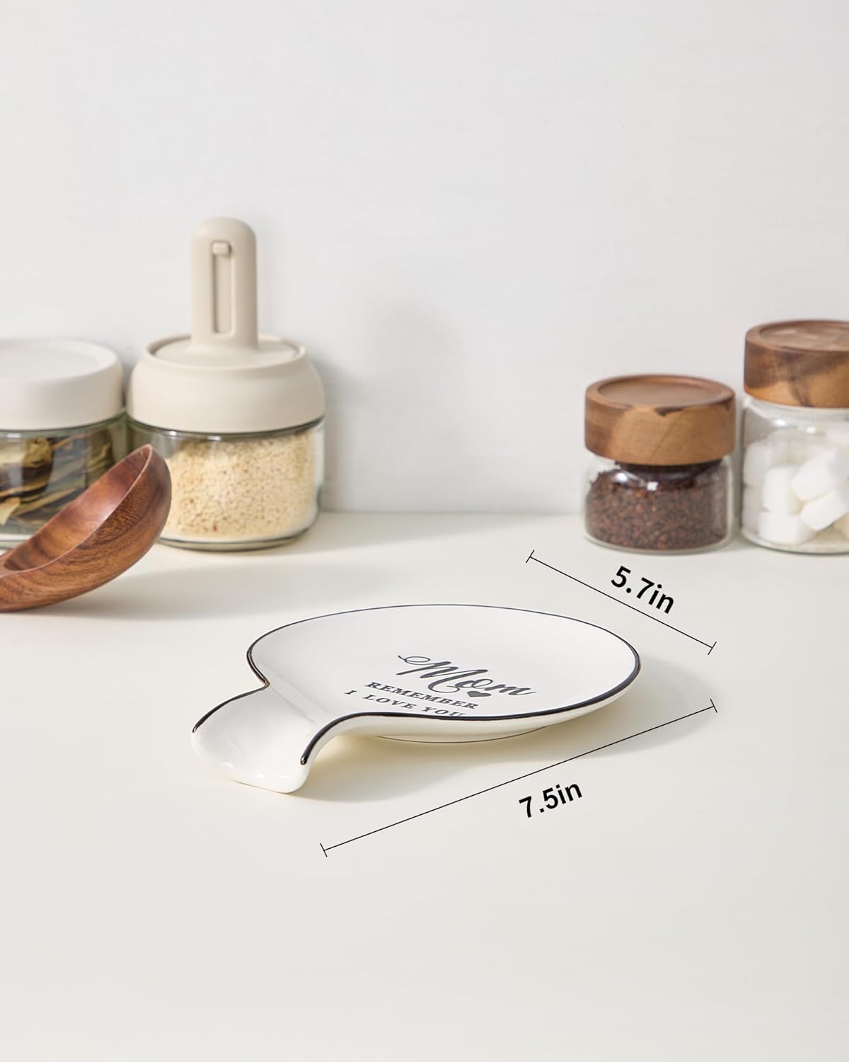 Ceramic Spoon Rest - Large Ceramic Spoon Holder for Stove Top, Utensil Rest for Kitchen Counter, Holiday Gift for Mom,White