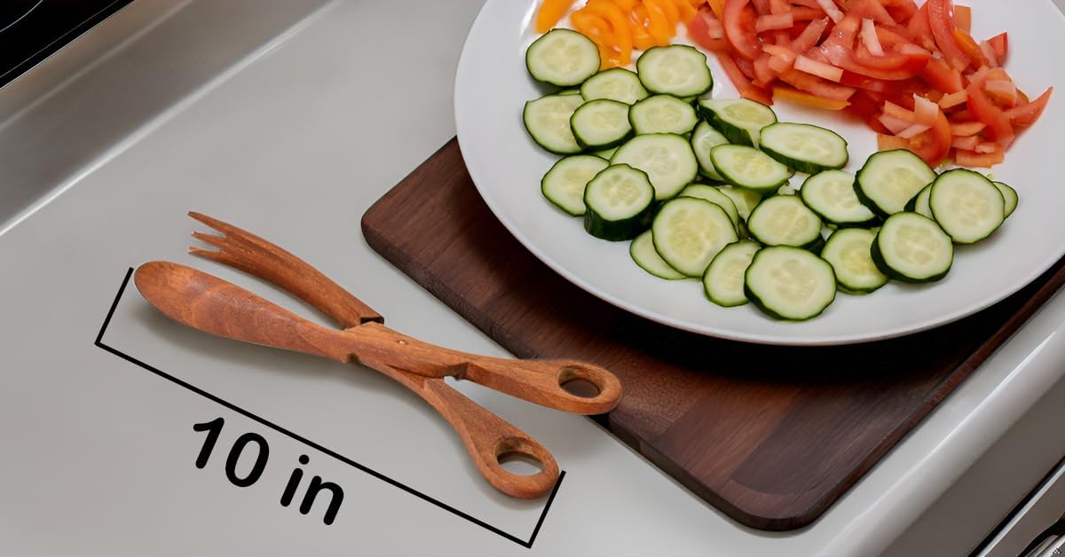 AeraVida Stylish Hand Carved Salad or Bread Palm Wood Scissor Tongs | Elegant Wooden Kitchen Utensils for Serving | Handcrafted Palm Wood Tongs