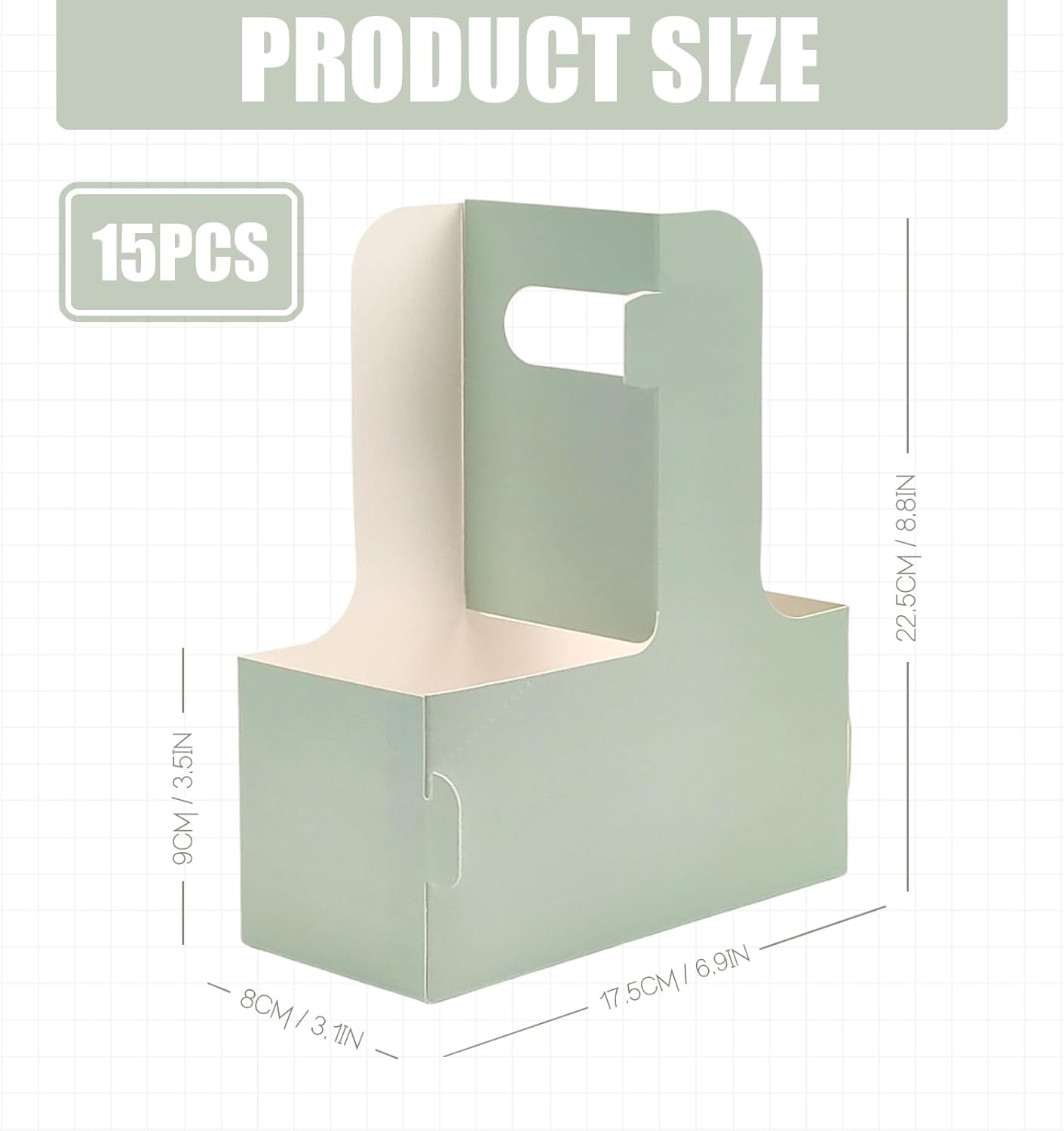 2 Cup Disposable Drink Carrier for Delivery with Handle,15 Count Green Paperboard Cup Holder,Cup Carriers for Hot or Cold Drinks,Coffee Carrier, Food Delivery,Take Out Cup Carriers (Green, 15 PCs)
