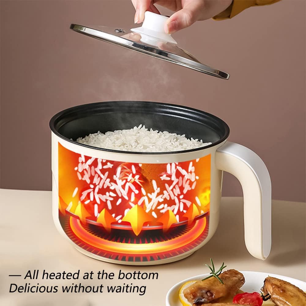 Drizzle Electric Steamer 1.8L - Multifunctional Hot Pot Non-stick Pan - Portable Rapid Ramen Cooker - Boil Dry Protection - For Noodles, Steak, Eggs, Stir-Frying, Pasta, Oatmeal