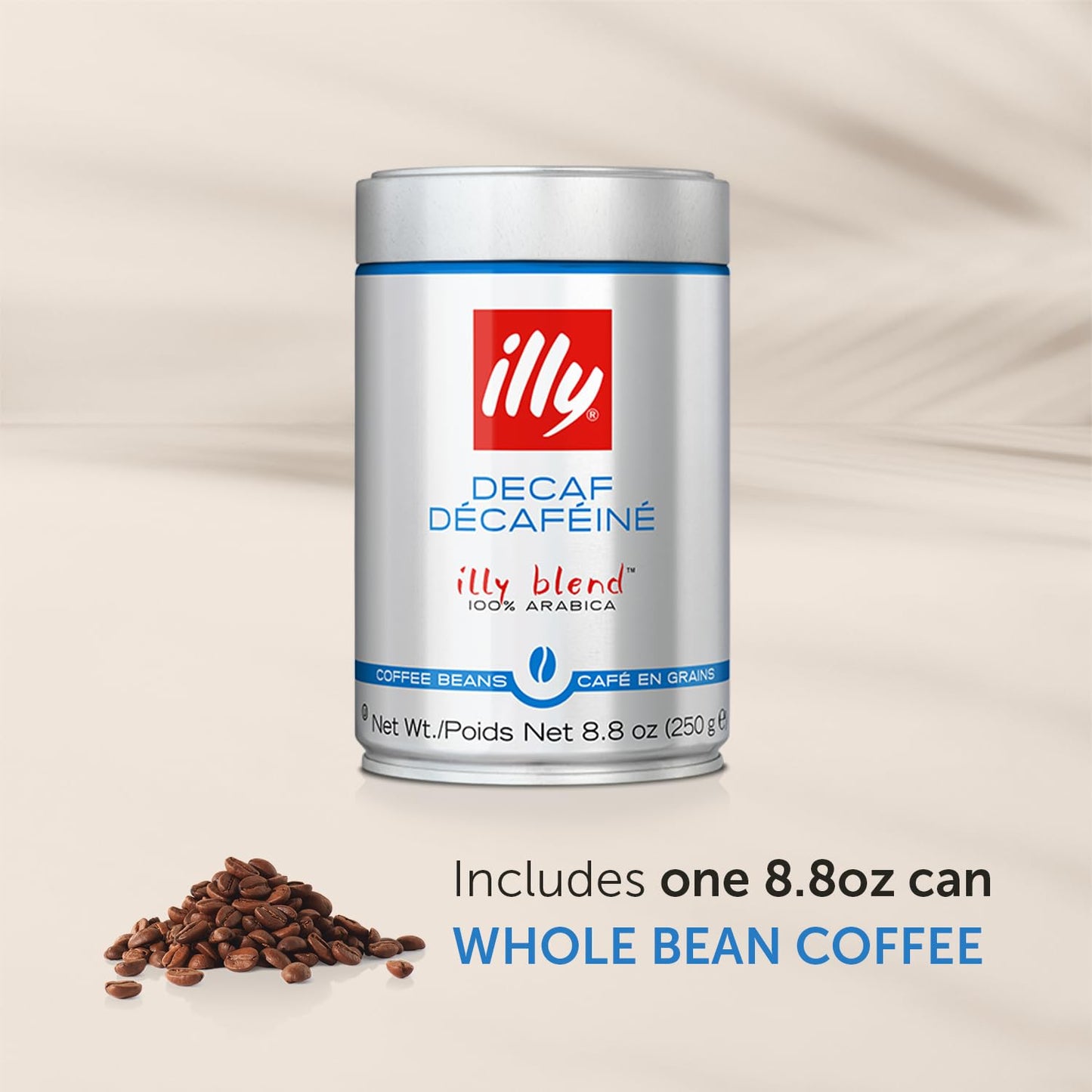 illy Decaf Whole Bean Coffee, Classic Medium Roast Gourmet Blend, 100% Arabica Coffee, 8.8 Ounce (Pack of 1)