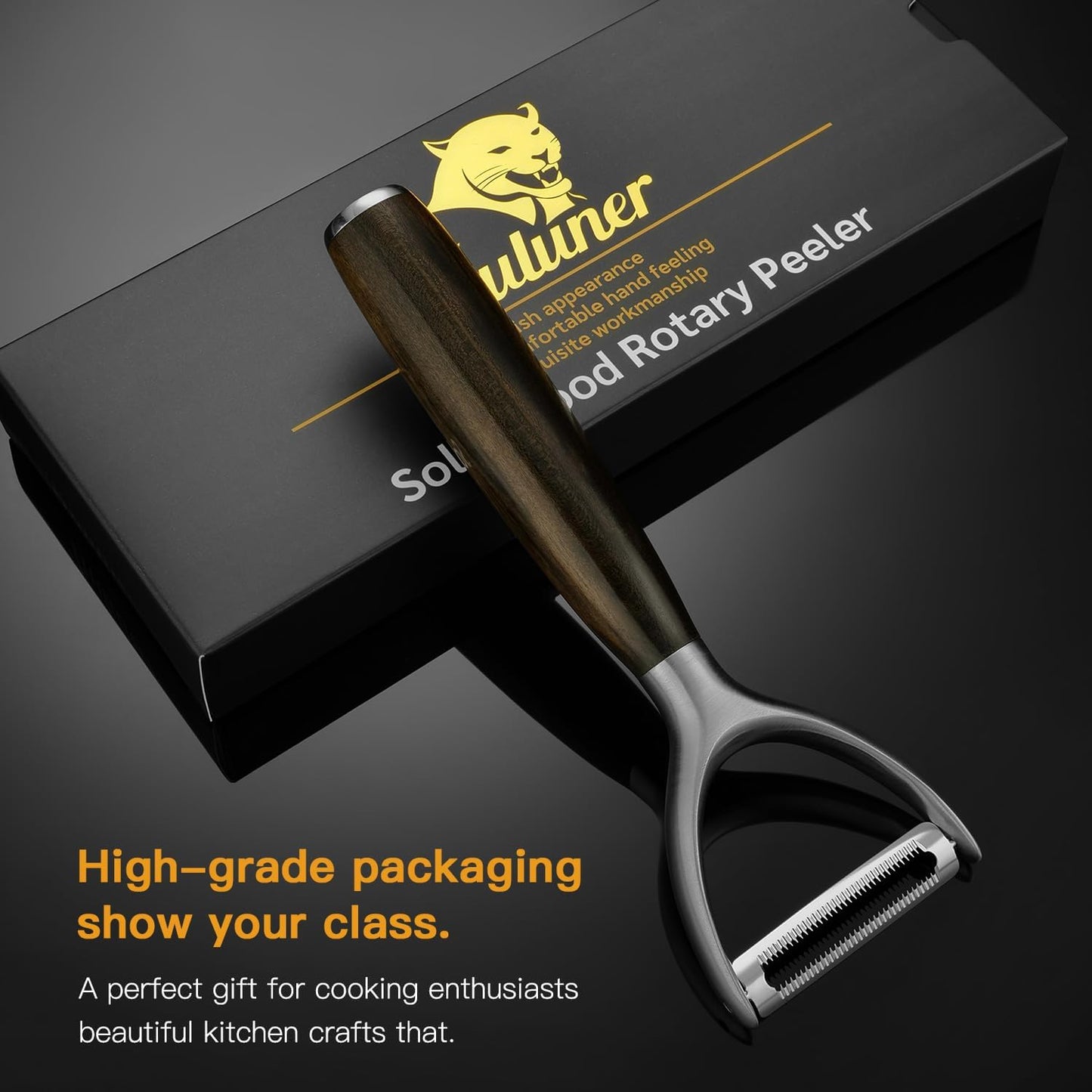 Serrated Blade Premium Y Type 304 Stainless Steel Multifunctional Kitchen Peeler Real Wood Handle Ultra Sharp Blade Vegetable Potato Apple（Agarwood）