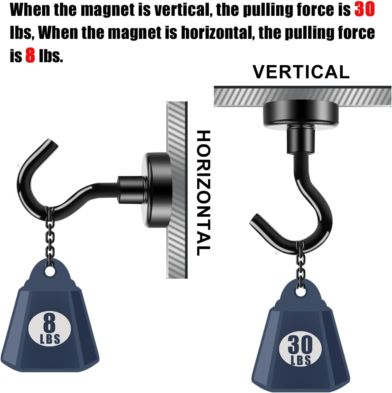 DIYMAG Hooks for Hanging String Lights, Black Magnetic Hooks 30lbs+ Magnet Hook 2025 Cruise Cabin Ship Essentials Heavy Duty Strong Magnets Refrigerator Fridge Classroom Kitchen Grills Home 3PCS