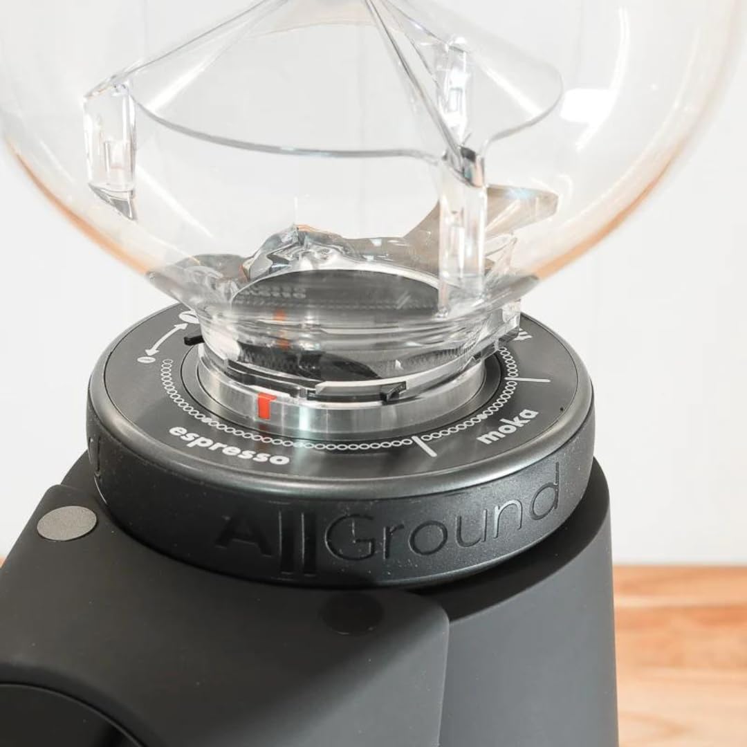 AllGround Sense Burr Coffee Grinder, Home Coffee Grinder - 64mm Flat Dark T M340 Steel Burr, Grind by Weight (Deep Black), Standard