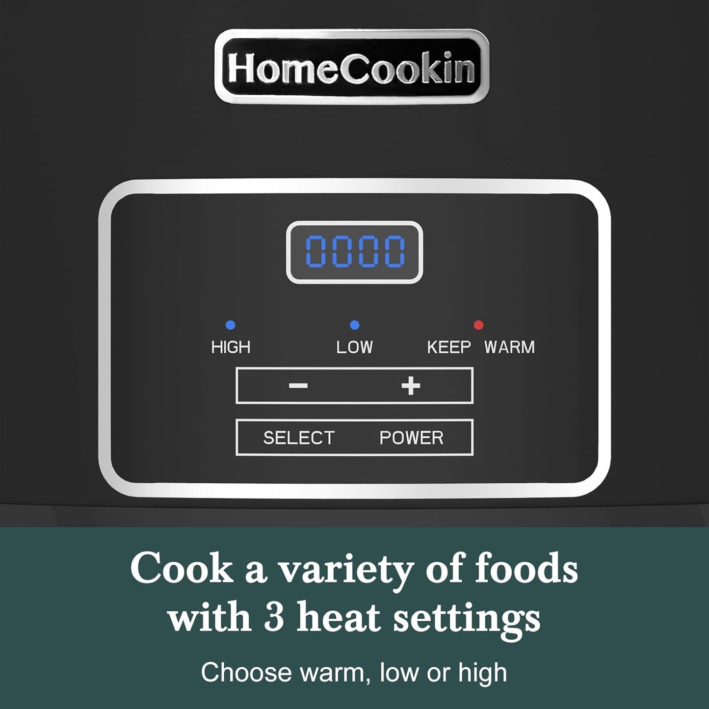 HOMECOOKIN 7-Quart Programmable Slow Cooker with Timer Keep Warm - Small Kitchen Appliance for Family Dinners - Serves 6+ People (Black)