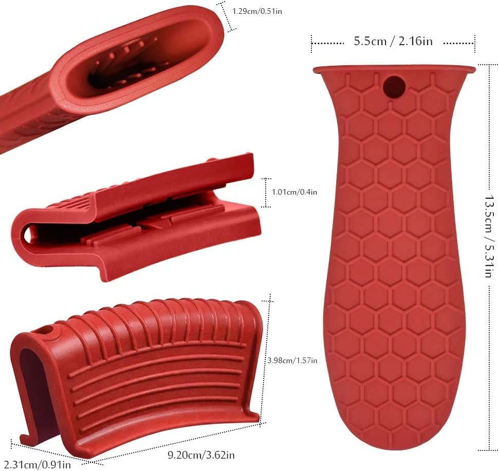 8 Pieces Silicone Hot Tool Holder Heat Resistant Potholder Cookware Handle Non Slip Rubber Pot Holders Handles Grip Covers for Cast Iron Skillet Silicone Cooking Kitchen Suits (Blue)