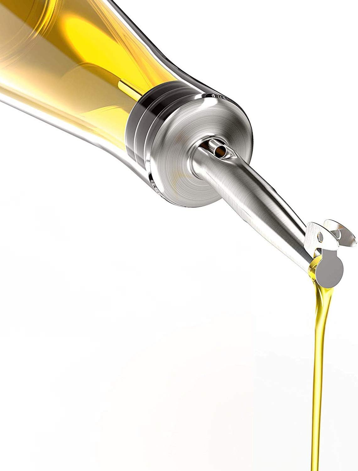 4 Pcs Oil Spout Liquor Bottle Pourer Spouts Stainless Steel Speed Pour Spouts Olive Oil Dispenser Spout for About 3/4" Bottle Mouth, with Flip Top