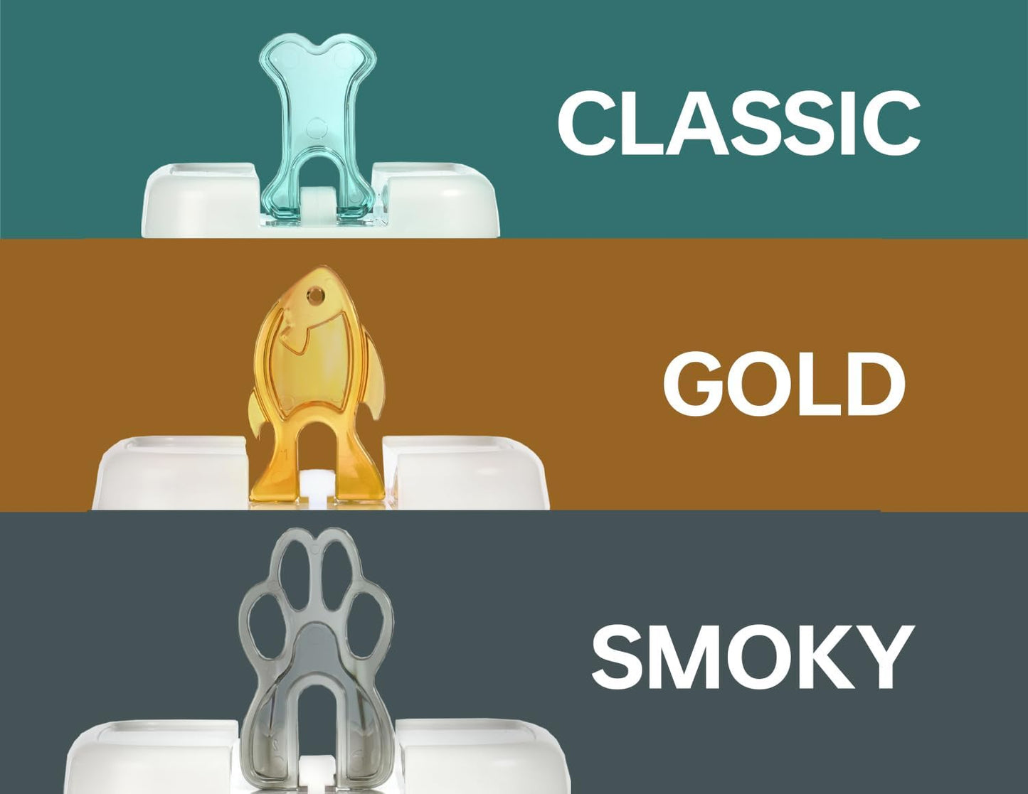 Felli Flip Tite Pet Food Container with Airtight Lids, BPA FREE Acrylic Canister with Paw Bone Fish Flip Top Handles for Cat Dog Kibble Treats Storage, Keep Fresh (Pet Collection Nest-L3pk)