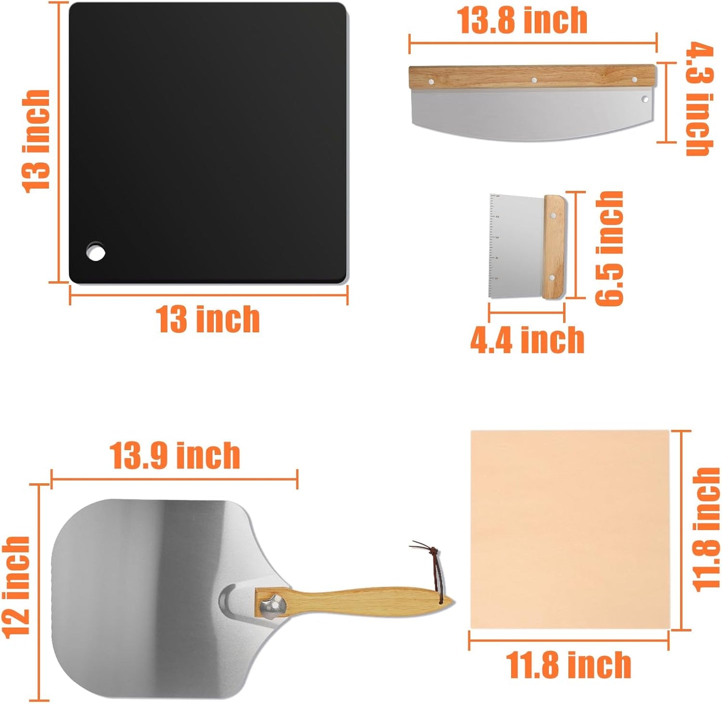 Hisencn 13" Ceramic Pizza Steel for Home Ovens - 20X Faster Heating, Crispy Crust Kit with Aluminum Peel & Tools