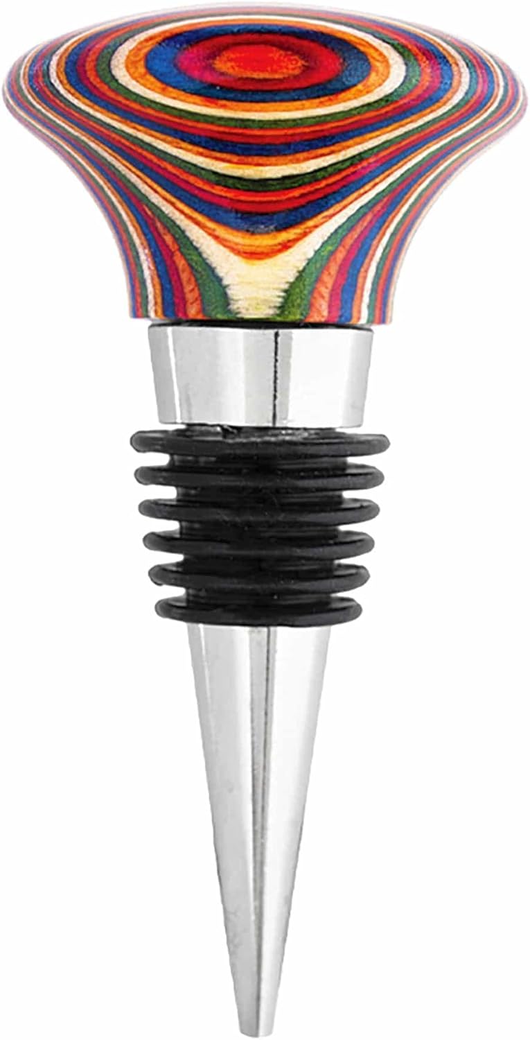 Totally Bamboo Baltique Marrakesh Collection Wine Bottle Stopper, Multicolor Leak-Proof and Reusable Wine Saver, Preserves Beverage Freshness