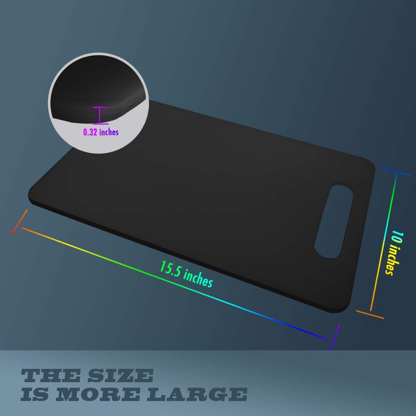 Fotouzy Plastic Utility Cutting Board with Handles, Food Safe PP Material, BPA Free, Dishwasher Safe, Thick Chopping Board, Large Size, Easy Grip Handle, for Kitchen (Black)