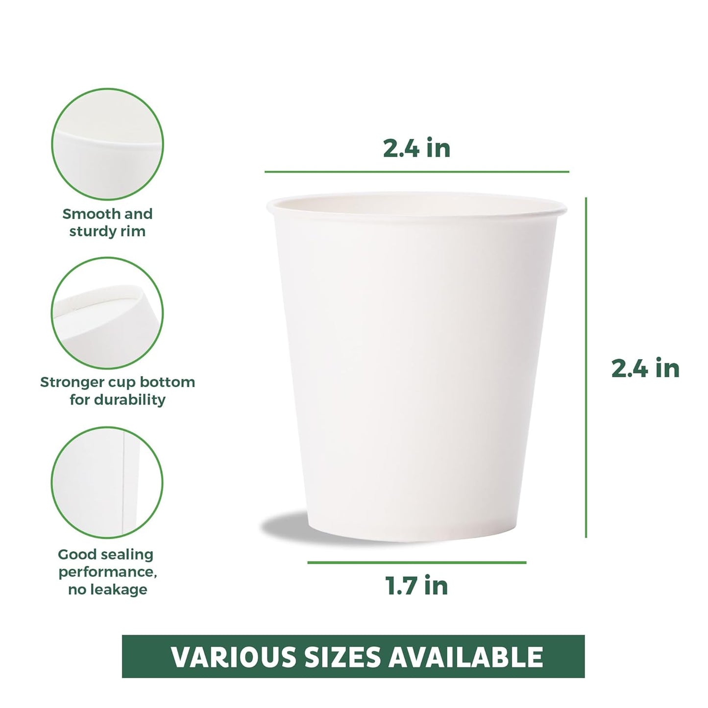 Freshware Coffee Cups 4 oz [100 Pack] Disposable Paper Cups for Mouthwash Cups, Hot Paper Coffee Cup, Ideal for Bathroom Cup