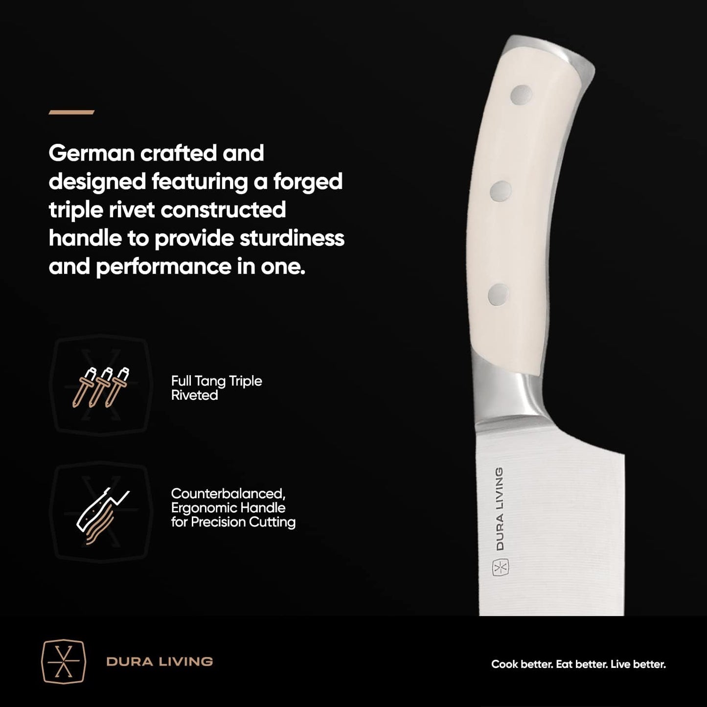 2-Piece Kitchen Knife Set – Ultra Sharp Precision German Stainless Steel Blades, 5” Utility & 3.5” Paring Knife with Ergonomic Handles, Multipurpose for Slicing & Peeling, Cream Handle