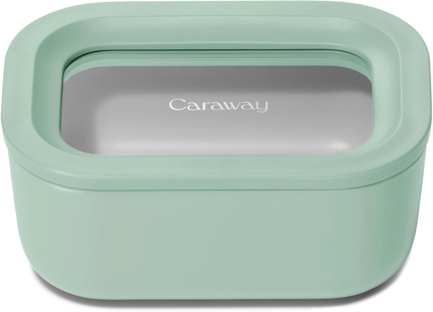 Caraway Mini Rectangle Food Storage Container - 2.6 Cup Glass Storage Container for Food - Non-Toxic Ceramic-Coated Glass - Air Release Technology - Compact & Stackable Design - Mist
