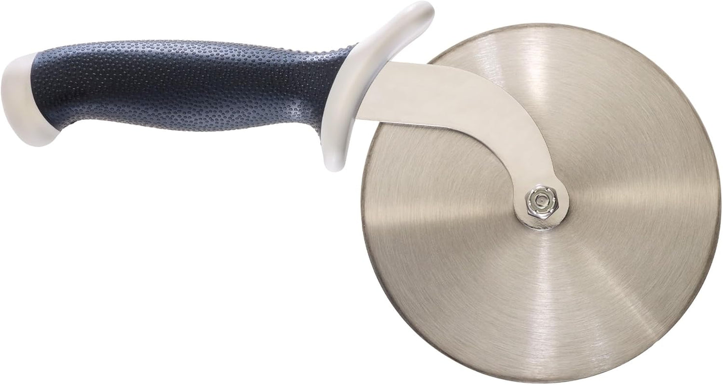 Mercer Culinary Millennia Pizza Cutter with White Handle, 5 Inch Wheel, Stainless Steel