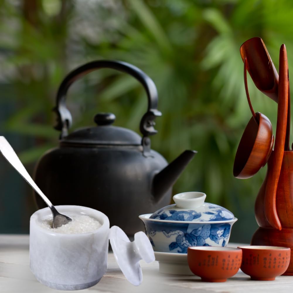 White Marble Salt Cellar with Lid| 3.2 Inch Elegant Kitchen Condiment Keeper| Decorative Salt Holder| Salt Cellar Marble| Salt, Sugar, Spices Container,Salt Bowl