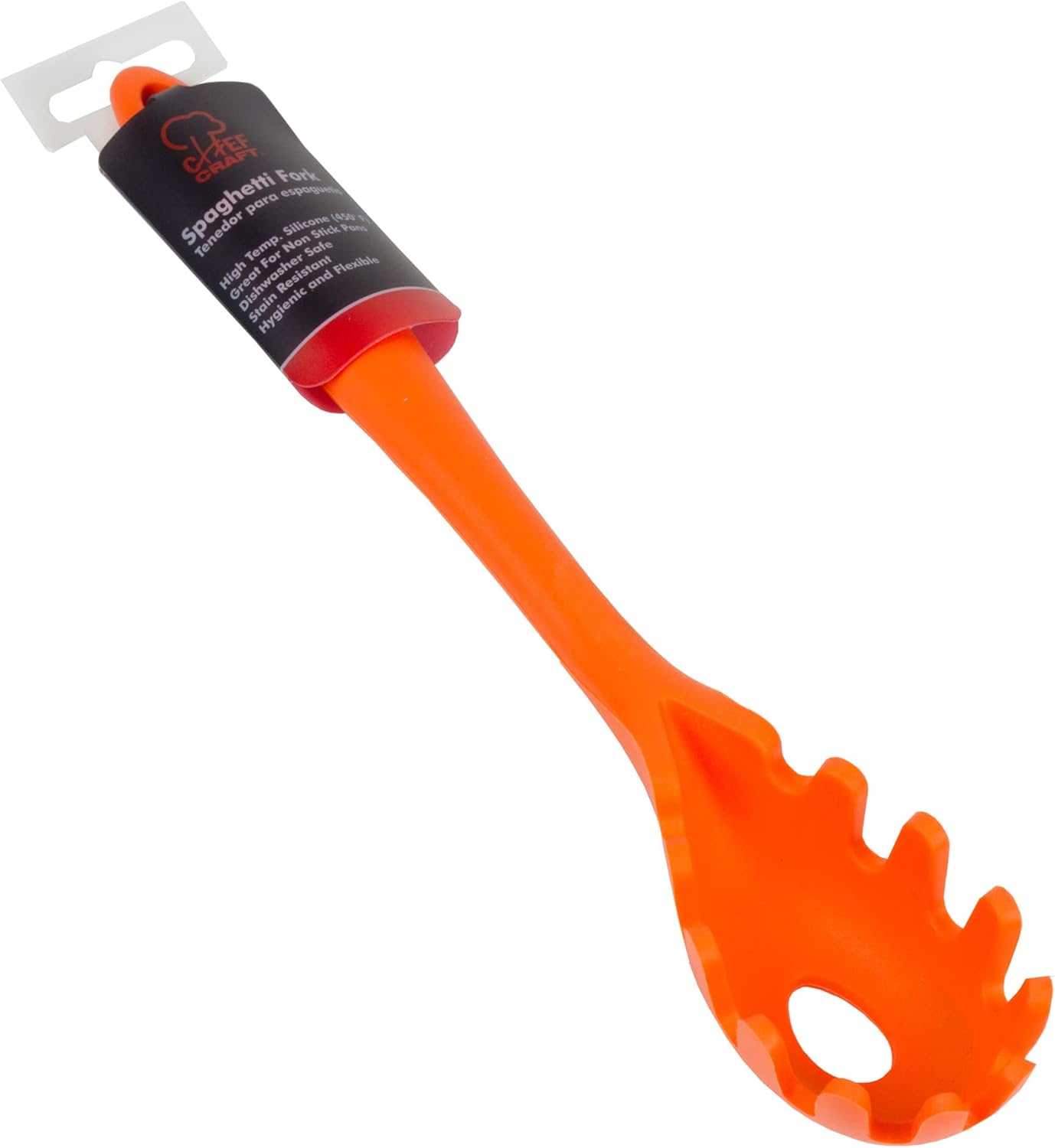 Chef Craft Premium Silicone Spaghetti/Pasta Fork, 11.5 inch, Orange
