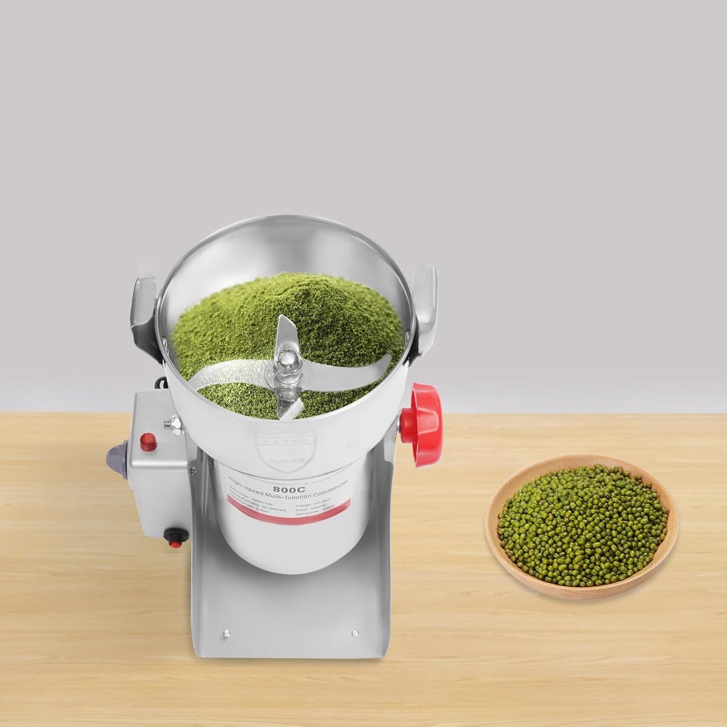 Electric Grain Mill Grinder High Speed 30000r/min Powder Machine Grain Spice Herb Grinder Dry Grinder Machine Stainless Steel Powder Grinder for Dry Spice Herbs Grains Coffee Rice Pepper (800g 3500W)