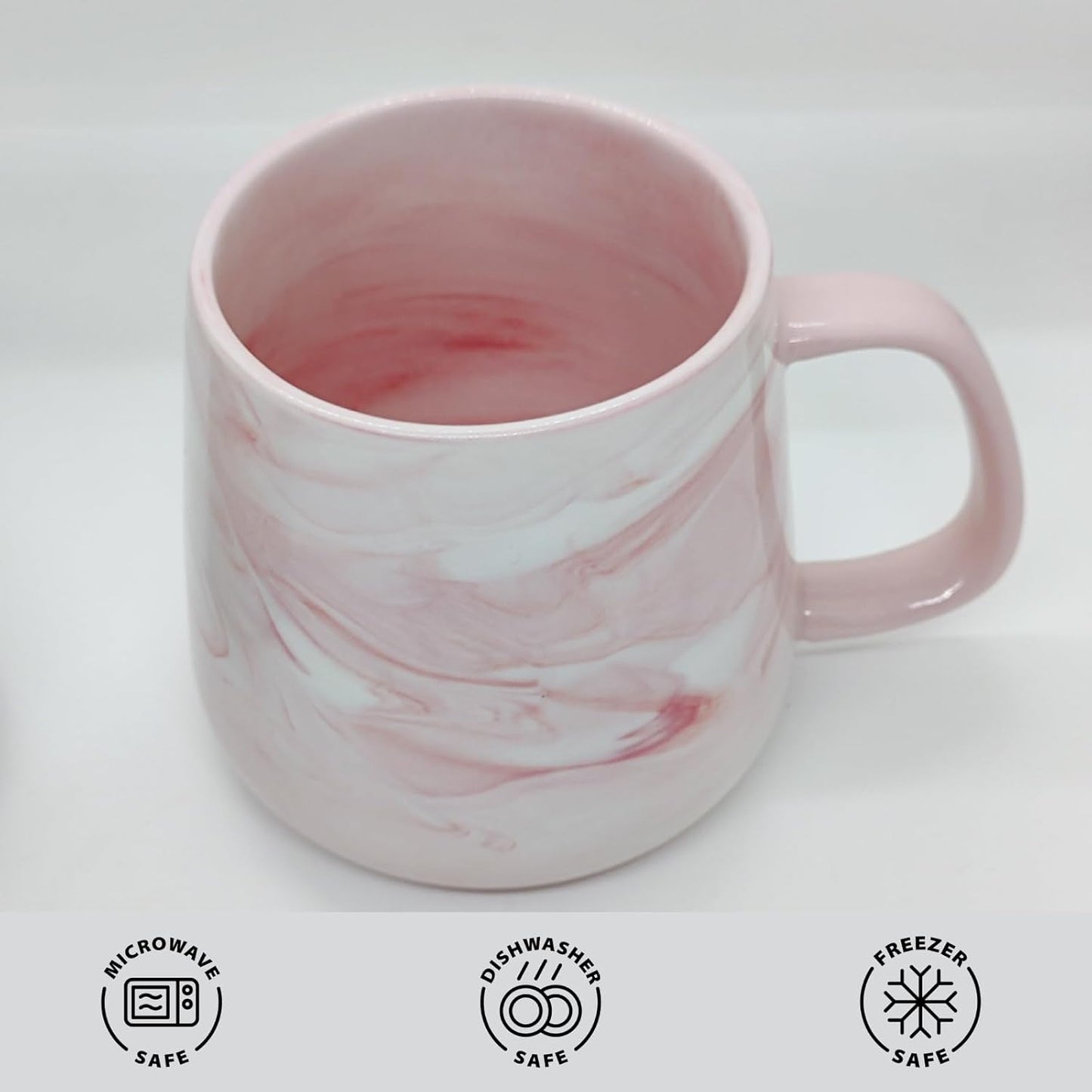Ceramic Coffee Mug, Pink Marble Pattern Coffee Cups 12 Oz, Aesthetic Stoneware Cups, Coffee Mugs For Women, Dishwasher Safe, Microwave Safe
