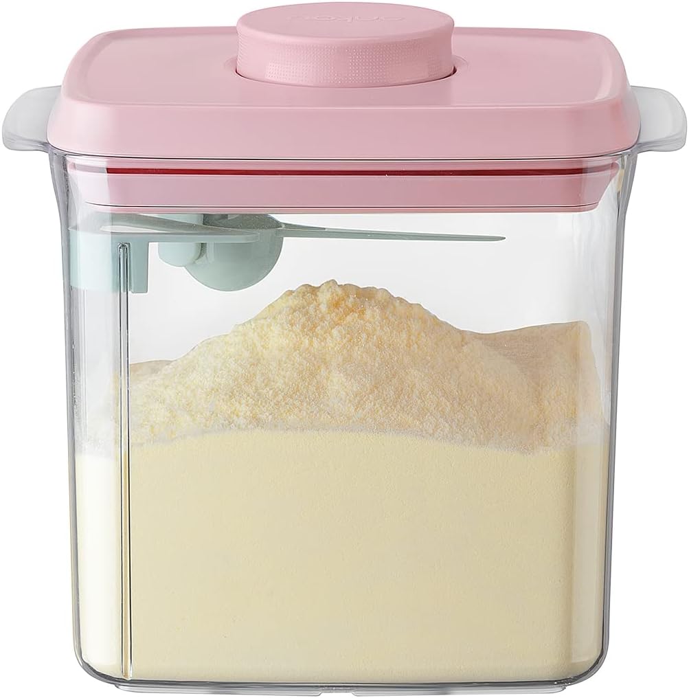 Ankou Formula Container - 1700ml Airtight Formula Dispenser One Button Handy Milk Powder Container BPA-Free Storage Containers with Scoop and Scraper Transparent 730g