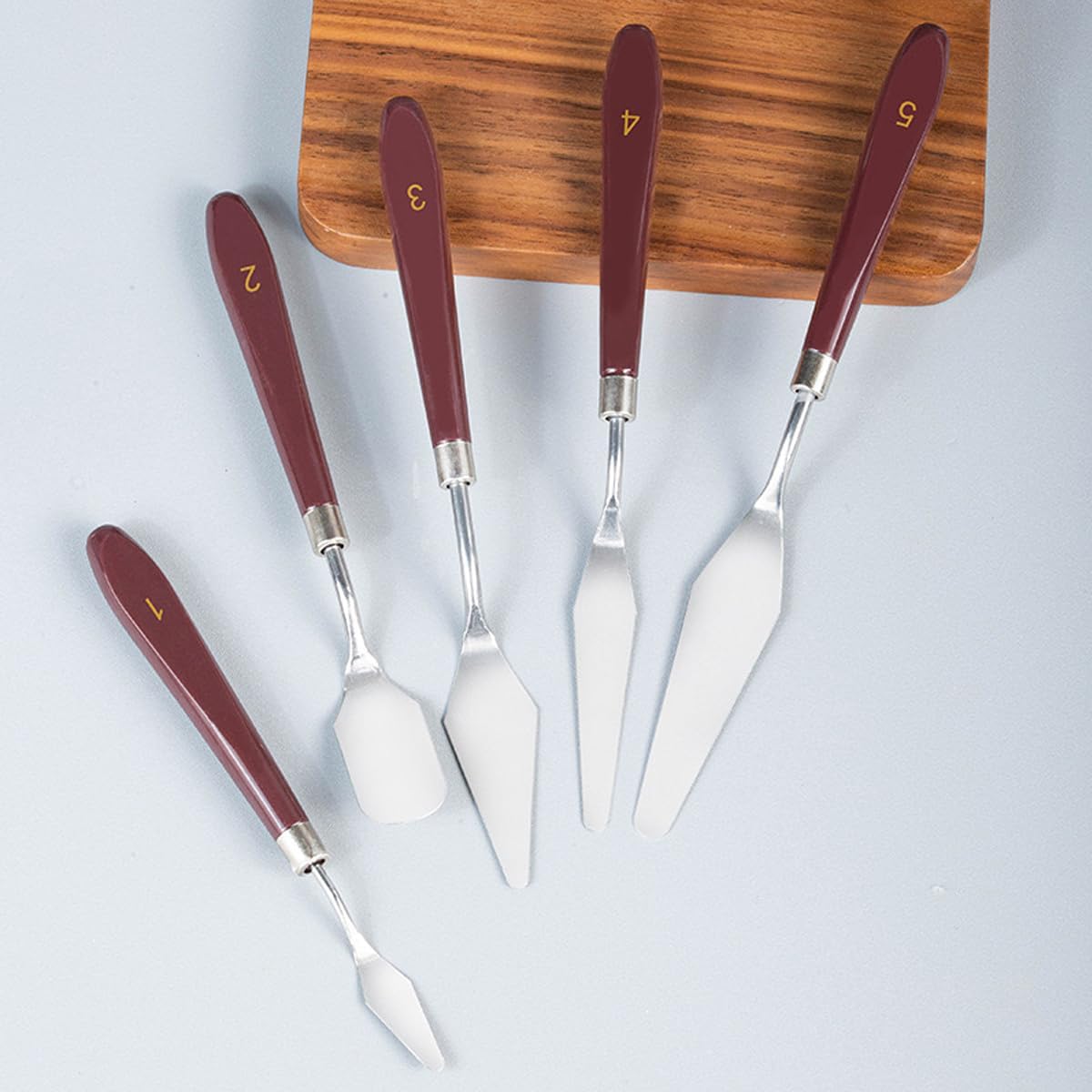 5pcs Stainless Steel Cake Cream Spatula Frosting Baking Pastry Tool Shovel Cake Painting Scraper Decorating Spatula Mixing Set Icing Oil Painting Cream Toner Tool for Fondant Chocolate