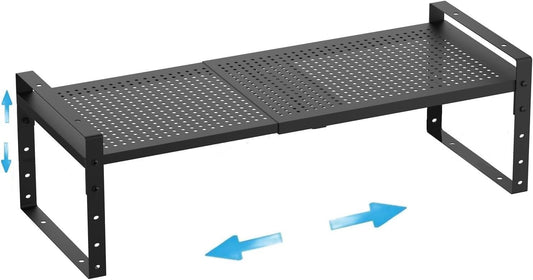 Expandable,Adjustable & Stackable Spice Rack, Cabinet Kitchen Countertop Shelf Organizer,Metal Pantry Storage Shelves - Space-Saving Storage Solution(1Pack/Black/Medium)