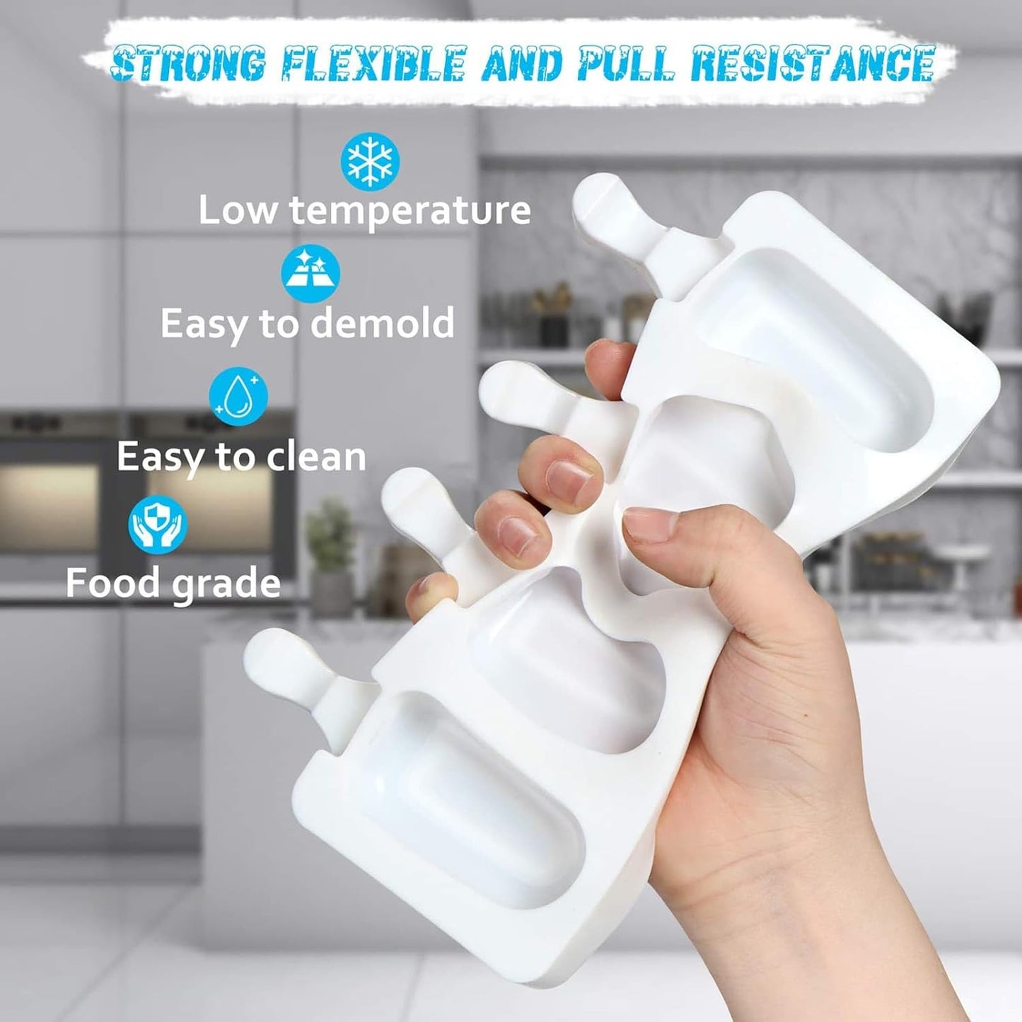 2 Small Mini Popsicles Molds, Cakesicle Molds Silicone Cake Pop Mold 4 Cavities With 100 Wooden Sticks & 100 Parcel Bags DIY Ice Cream Mold