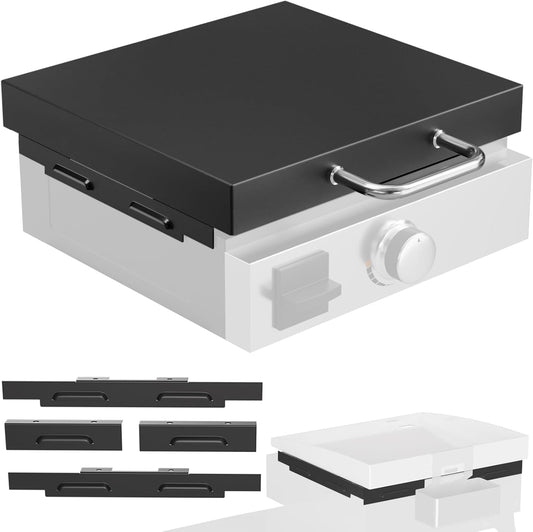 5010 Hard Cover Top Lid with Stainless Steel Handles and Wind Guard for Blackstone 17”Table Top Grill, Flat Top Griddle Accessories for Black Stone, Black