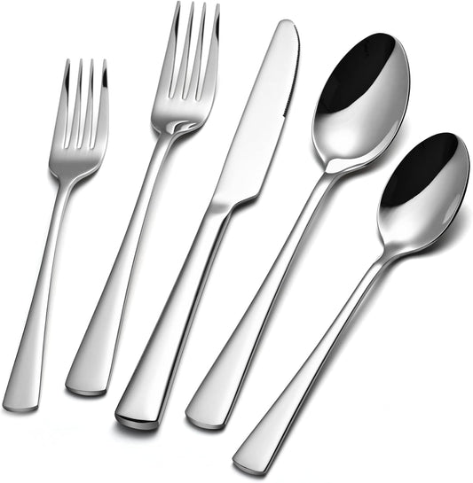 KINGSTONE Silverware Set, 30-Piece Flatware Set for 6, 18/10 Stainless Steel Cutlery Set, Mirror Polished Eating Utensils Set, Dishwasher Safe