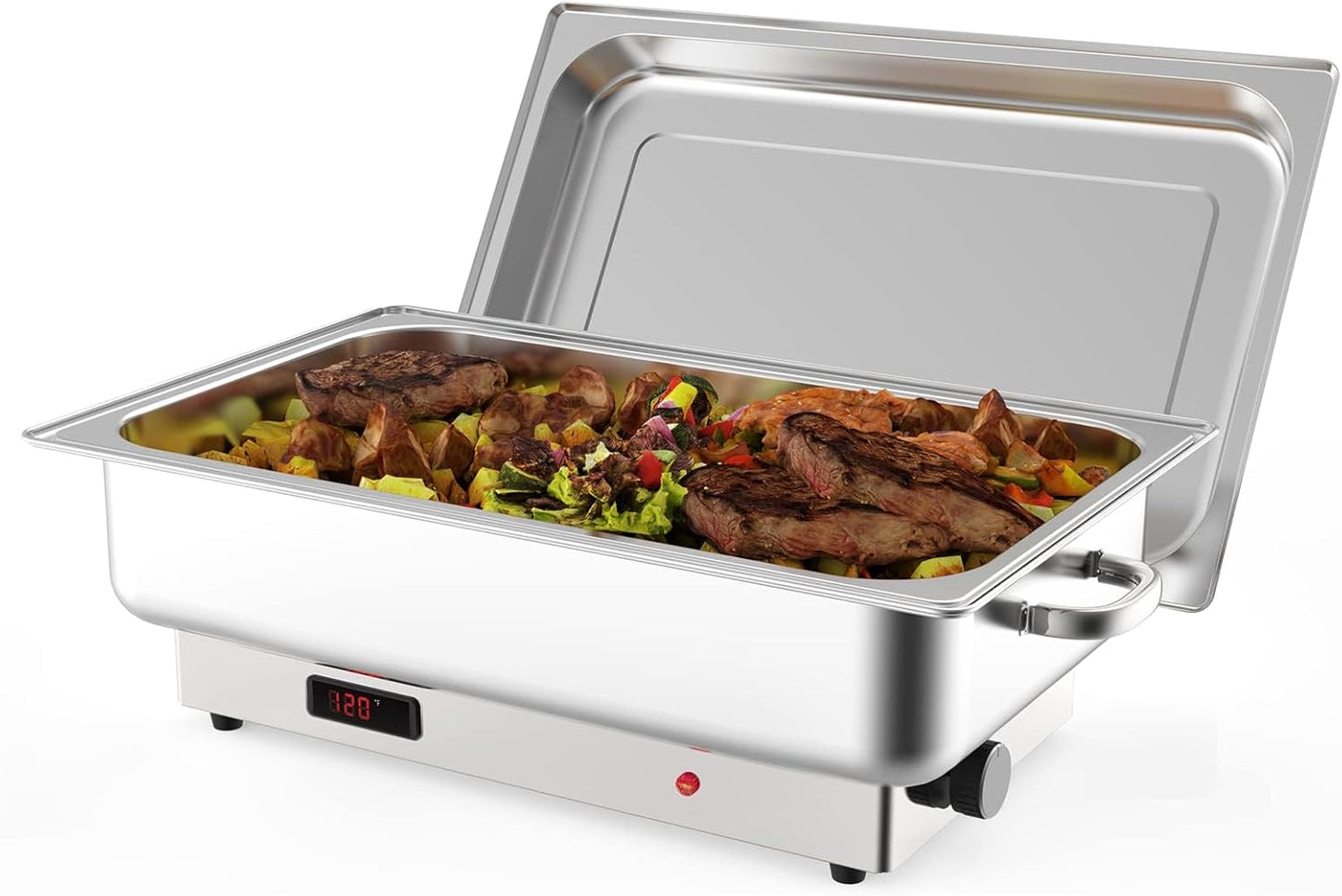 Electric Chafing Dish Buffet Set, 9QT Buffet Servers and Warmers Stainless Steel Chafing Dish, Commercial Food Warmer with Temperature Control Display for Parties, Catering, Festivals