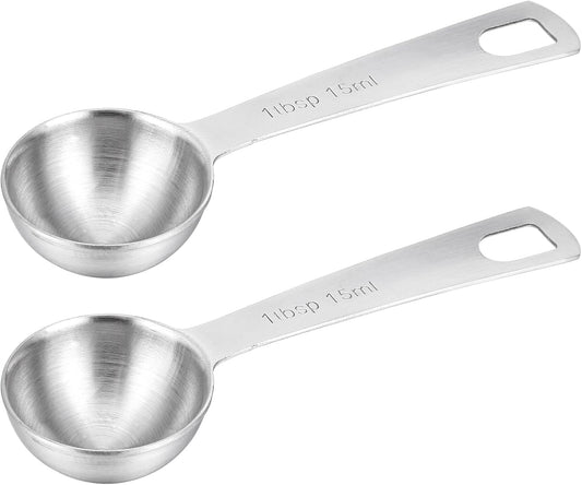 2 Pcs Measuring Spoons Tablespoon Measuring Spoon 1 Tbsp (3 tsp | 15 ml |15 cc| 0.5 oz) Mini Spoons Stainless Steel Measuring Spoons for Kitchen Cooking Spoon(Silver)
