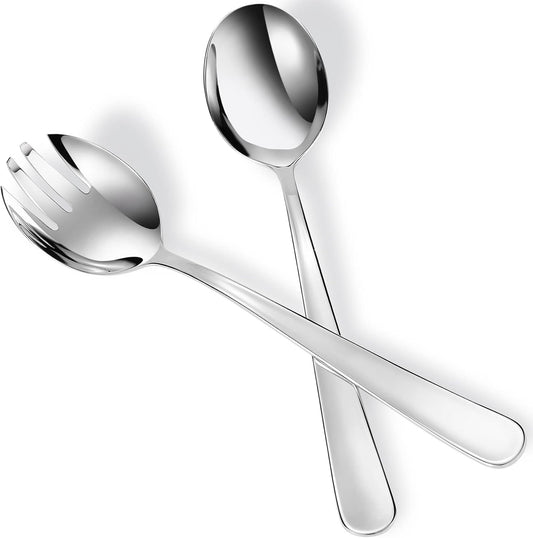 KEAWELL Premium 9.45" Louise Salad Servers, 18/10 Stainless Steel, Exceptional mirror finish, Dishwasher Safe (Salad Servers)