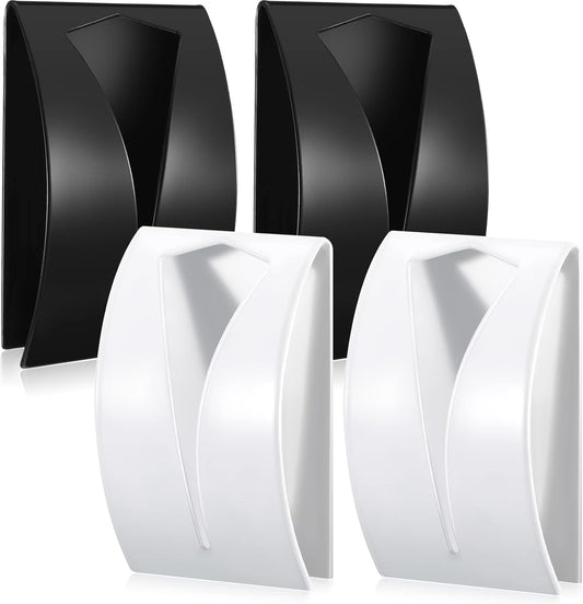 Boao 4 Pcs Self Adhesive Towel Hook Holder Grabber Stainless Steel Kitchen Dish Towel Hook Wall Mount Non Drilling Hangers Rack Hand Tea Holders for Bathroom Accesories Kitchen Gadgets(Black, White)