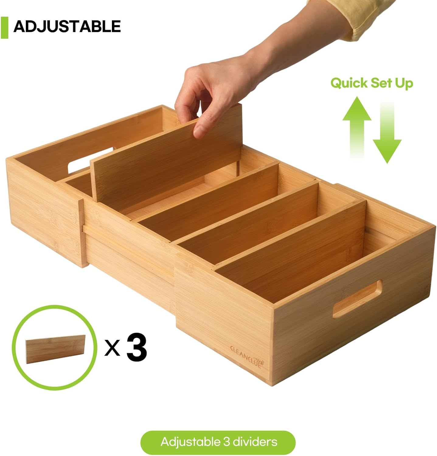 Bamboo Pot and Lid Organizers Bundle: White and Natural - Expandable Kitchen Cabinet Storage for Food Container Lids and Pans - Adjustable Dividers