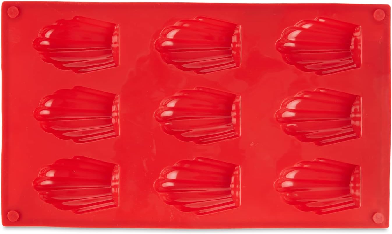 AME D'ESSENCE Madeleine Shaped Silicone Baking Mold - Non-Stick, Flexible, 9-Cup Capacity (1 oz), Reusable and Food-Grade - Perfect for Madeleines, Mini Cakes, and More!