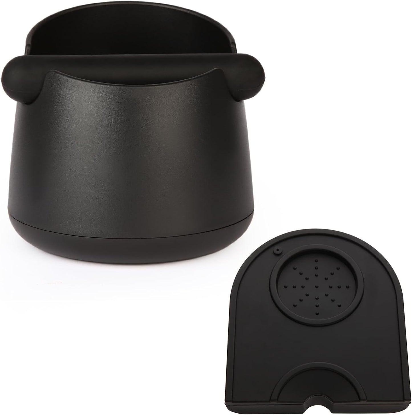 Knock Box Large Capacity Design Espresso Knock Box Tamping Mat Espresso Machine Accessories Set of 2 with Removable Knock Bar and Anti-Slip Base for Home Office Barista Tools for Bar Shop