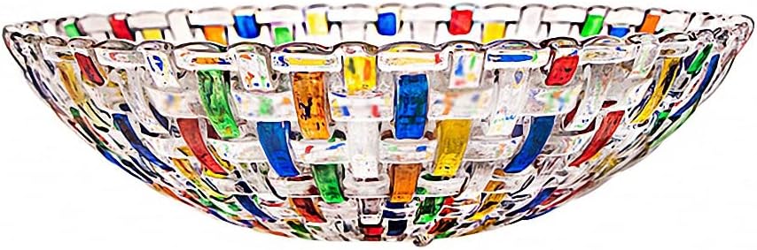 Hand Painted Colorful Woven Glass Crystal Salad & Fruit Bowl Decoration,Centerpiece For Home,Office,Wedding Decor, Fruit, Snack, Dessert, Server