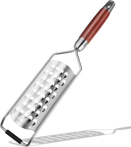 KULUNER Professional-Grade Lemon Zester with Ultra-Coarse Blades, Heavy-Duty Cheese/Vegetable Grater, Solid Wood Handle Design - Rust-Resistant Durable, Essential Kitchen Tool (B1)