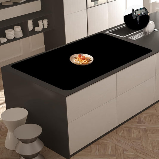2MM Extra Thick Silicone Mats for Kitchen Counter, 35.4"x23.6" Kitchen Island Largest Heat-Resistant Baking Mat, Thicker Non-Slip Desk Protect Mat, Multipurpose Countertop Protector (Black)