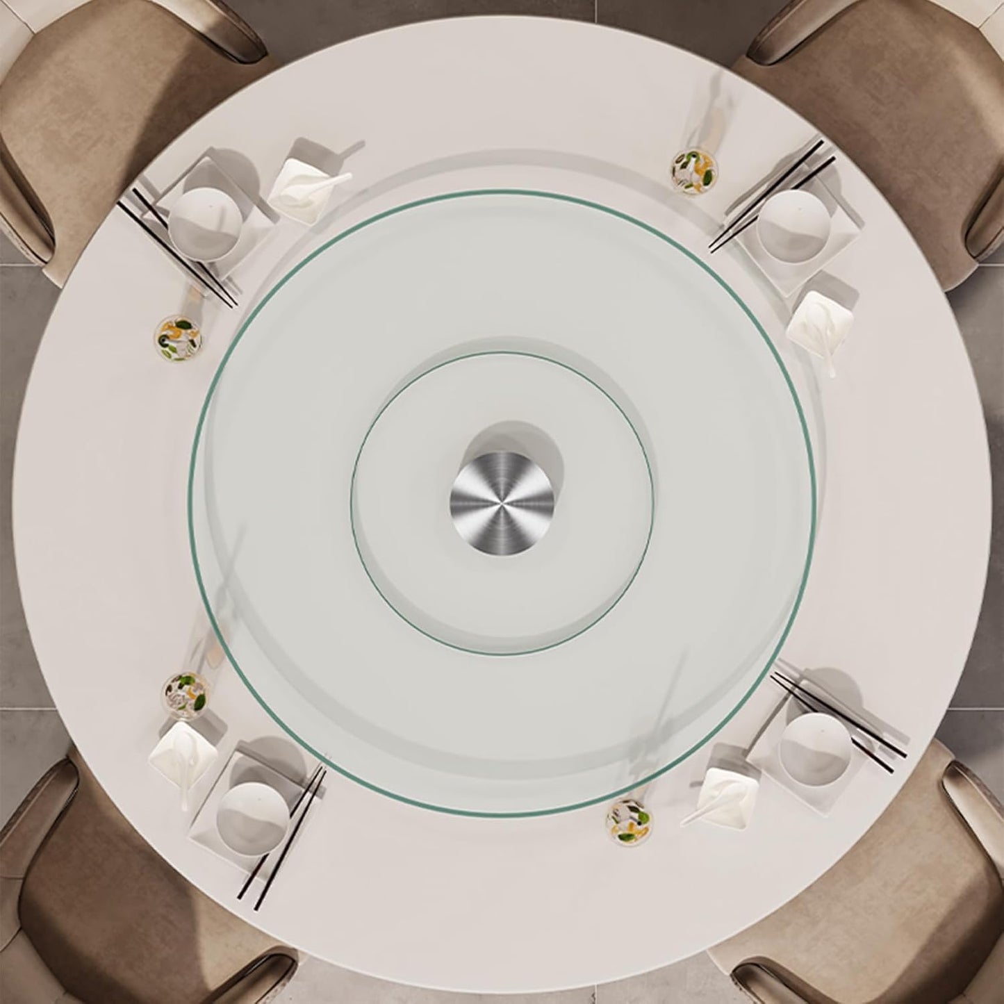 34.6 inch Lazy Susan for Table Top Tempered Glass Rotating Serving Tray for Dining Table, Kitchen Lazy Susan Organizer Spinning Rotating Food Server Party Centerpieces Heavy Duty